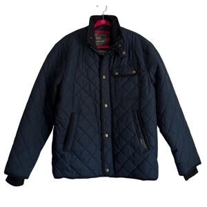 J Whistler Quilted Chore Coat Jacket Navy Blue Mens Workwear Farm Outerwear